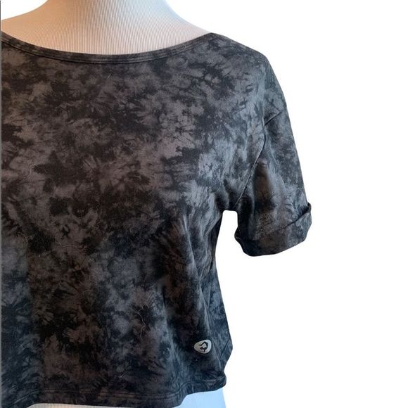 Black & Grey Tie Dye Crop Top- Scorpio Sol - Picture 3 of 5